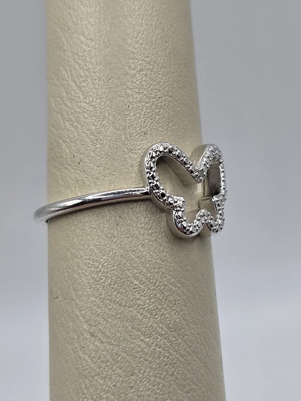 NEW 925 Sterling Silver Butterfly Ring Size 7 Dainty Stackable Diamond Accent